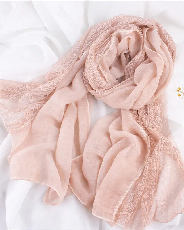 Lace Trim Long Shawl Scarf