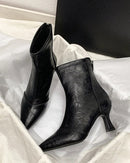 Stylish Pointed-Toe Zipper Chunky Heel Ankle Boots