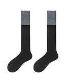 Two-Tone Ribbed Wool Knee-Socks
