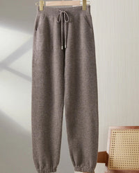 Merino Wool Solid Elastic Waist Knit Pencil Pants