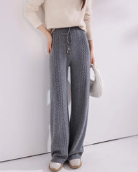 Cable-Knit Wool Wide-Leg Pants