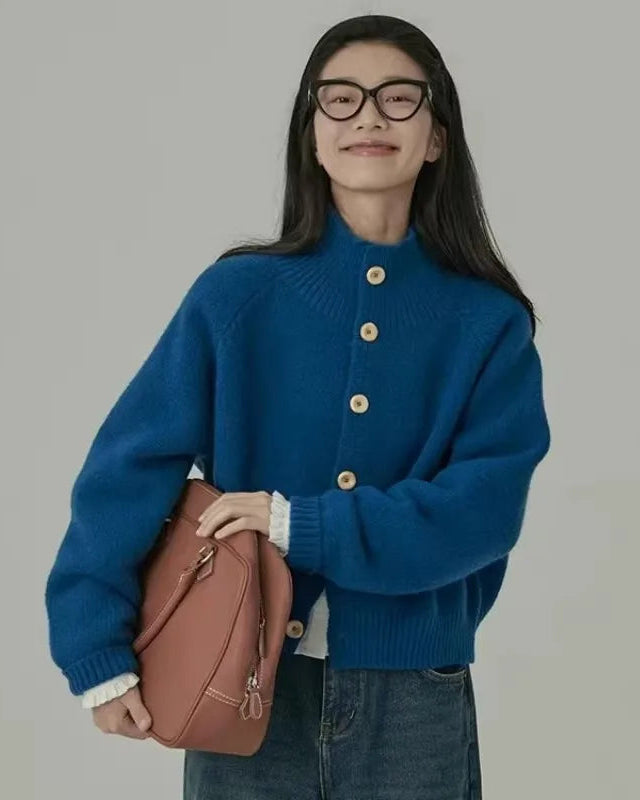 Pure Cashmere Solid Loose Thick Knit Cardigan Coat