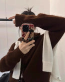100% Wool Turtleneck Double-Zip Loose Cardigan