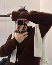100% Wool Turtleneck Double-Zip Loose Cardigan