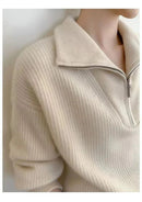 Gentle Herd Lapel Zipper Cashmere Pullover