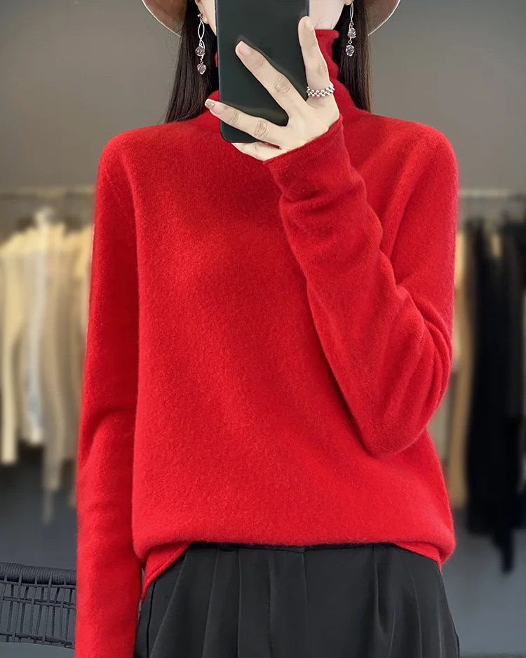 Seamless Merino Wool Turtleneck Sweater