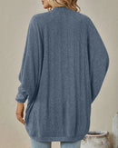 Solid Bat Sleeve Open-Front Loose Mid-Length Knit Cardigan