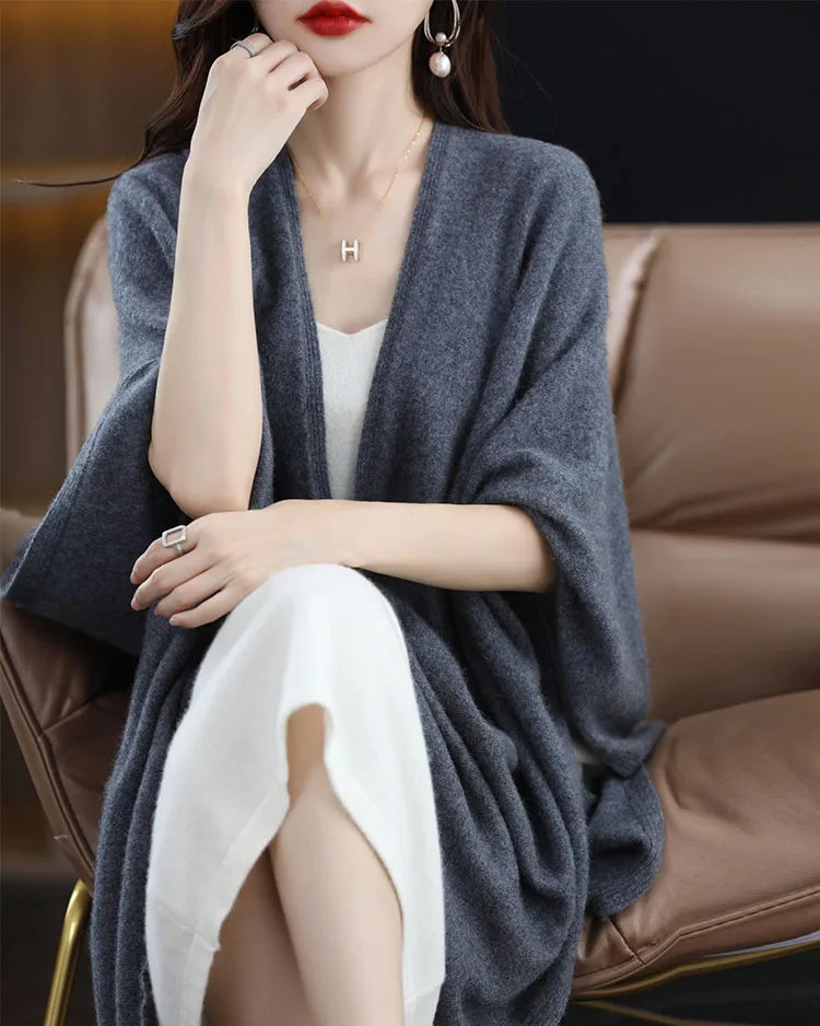 Plus-Size Wool Casual Cardigan Shawl