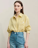 Loose-Fitting Casual Striped Embroidered Shirt