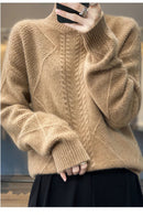 Half High Neck Cashmere Wool Knit Pullover