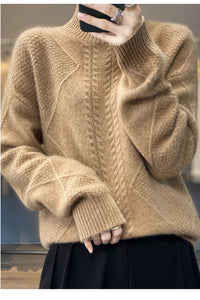 Half High Neck Cashmere Wool Knit Pullover