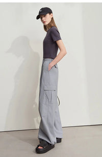 Solid Drawstring Wide-leg Pants