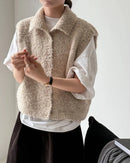 Turn Down Collar Knit Sleeveless Vest