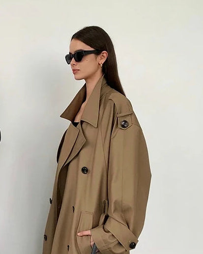 Double Breasted Longline Trench Coat