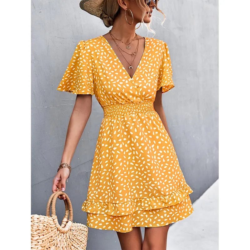 V-Neck Floral Mini Dress