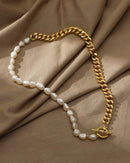 Baroque Pearl Asymmetric Chain Necklace