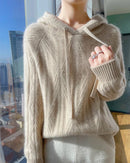 Stylish Wool Knitted Hooded Sweatshirt