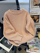 Round-Neck Oversized Knitted Pullover