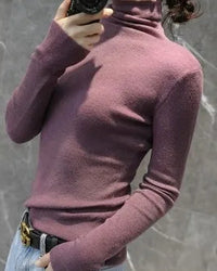 Stretch Wool Turtleneck Sweater