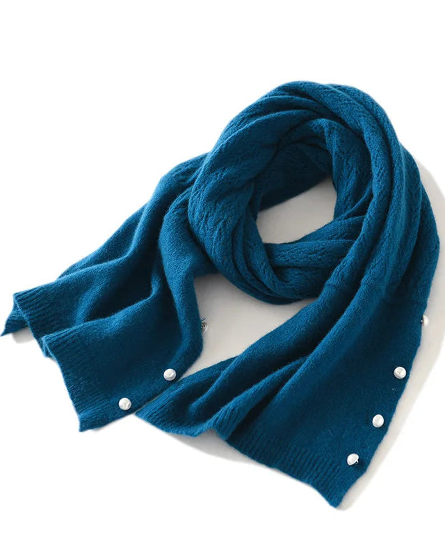 Merino Wool Solid Hollow Knit Shawl Scarf Wrap