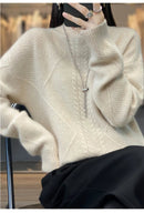 Half High Neck Cashmere Wool Knit Pullover