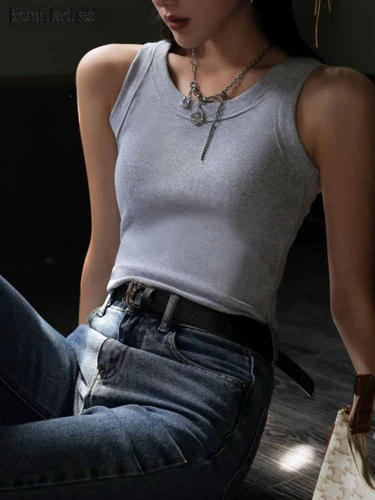 Ribbed Knitted Casual Vest