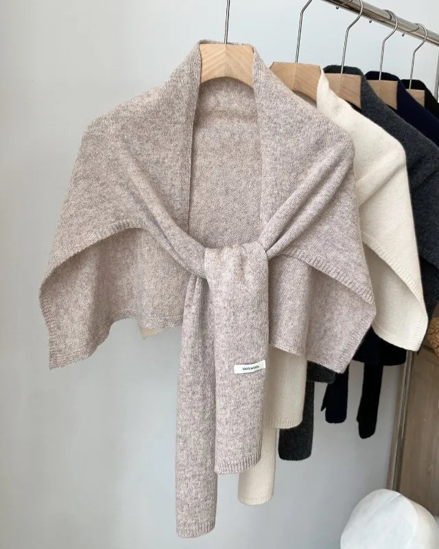 Knit Wool T-Shape Shawl Scarf