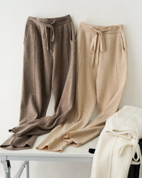 Merino Wool Tapered Knit Pants