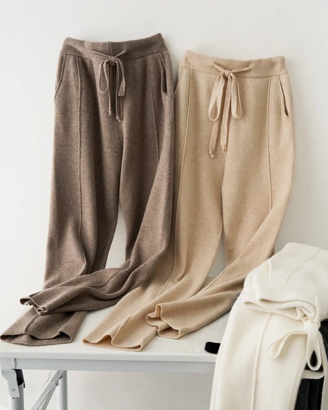 Merino Wool Tapered Knit Pants