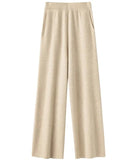 High-Waist Knit Wide-Leg Floor-Length Pants