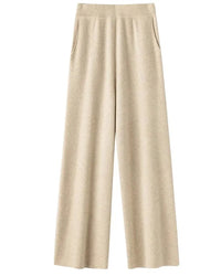 High-Waist Knit Wide-Leg Floor-Length Pants