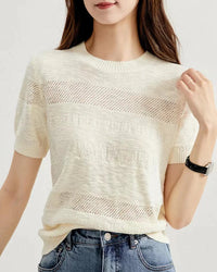 Crewneck Wool Knit Top
