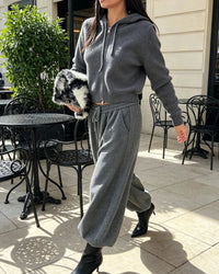 Knit Hoodie Two Piece Set