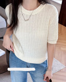 Pure Cotton Crew Neck Short-Sleeve Knit T-Shirt