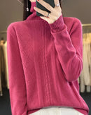 Merino Wool Turtleneck Jacquard Sweater