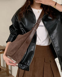 Large Faux Suede Casual Tote
