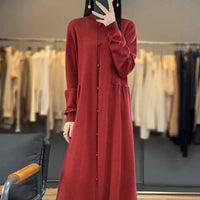 Oversized Button Detailed Cashmere Dress