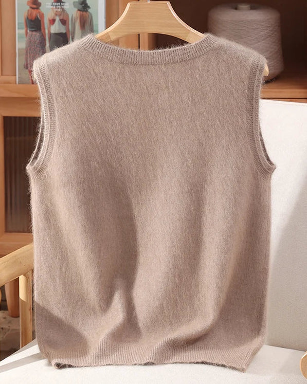 Mink Cashmere V-Neck Vest