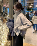 Relaxed High Neck Knit Cardigan