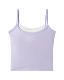 Ribbed-Hem Lace Camisole Vest