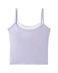 Ribbed-Hem Lace Camisole Vest