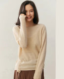 Cashmere Rolled-Up Round Neck Loose Sweater