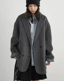 Wool-Blend Double-Breasted Midi Overcoat