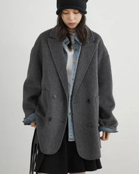 Wool-Blend Double-Breasted Midi Overcoat