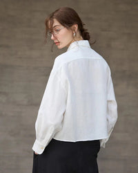 Linen Long-Sleeved Short Loose-Fitting Shirt