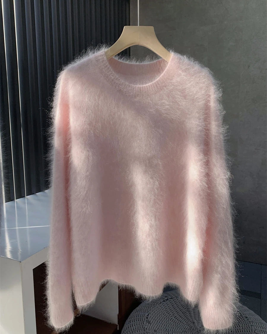 Cashmere Fluffy Round-Neck Pullover