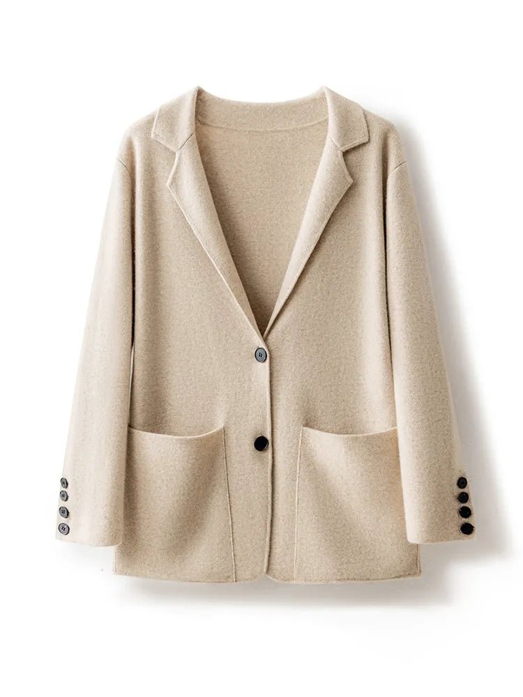 Cashmere-Wool Blended Knitted Blazer