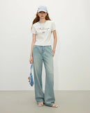 Short-Length Crew Neck Knit Sports T-Shirt