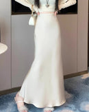 Satin High-Waist Midi Skirt