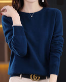 Merino Wool O-Neck Knit Sweater
